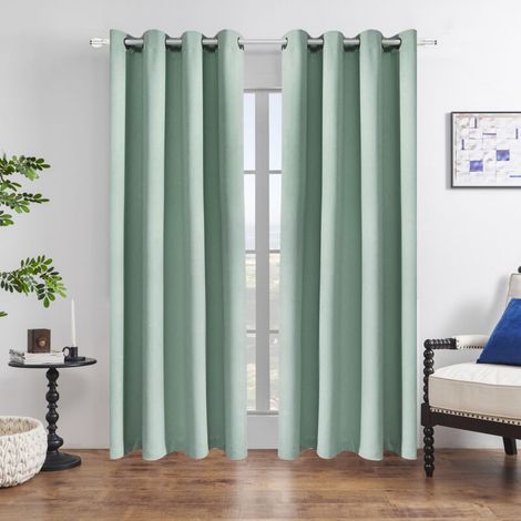 Tenda termica oscurante a due pannelli per soggiorno e camera da letto, verde, 132 cm x 160 cm (1/4)