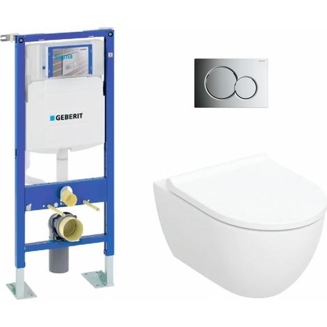 Pack complet WC Geberit UP320 + Cuvette ACANTO TurboFlush + Plaque Chromé Brillant (1/5)