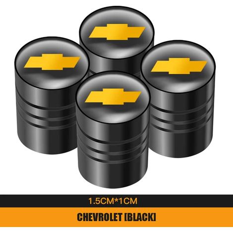 (Noir) 4 bouchons de valve de pneu en métal compatibles avec Cruze, Captiva, Trax, Malibu, Tahoe, Equinox, Impala, Sonic et Traverse (1/5)
