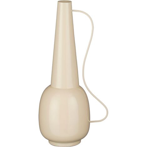 Vase Décoratif pour Fleurs Séchées en Fer et Velours Blanc Cassé 24 x 18 x 54 cm - PANGIVO (1/5)