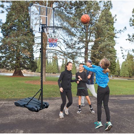 Canestro da basket portatile regolabile in altezza 164,59-213,36 cm con ruote nero HAVRYA (1/4)