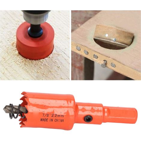 Foret scie cloche bimétallique HSS avec mandrin pour bois et métal 7/8" (1/5)