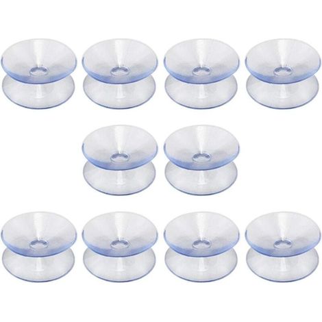 Ventouses double face Ulisem compatibles avec les surfaces en verre, 10 ventouses sans crochet, ventouses multifonctions pour miroirs, verre antidérapant double face (30 mm) (1/4)