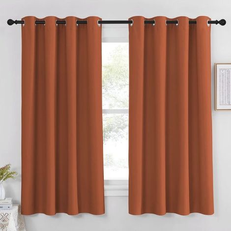 Pannello per tenda da camera da letto oscurante e insonorizzante color arancio bruciato, 132x160 cm. (1/5)