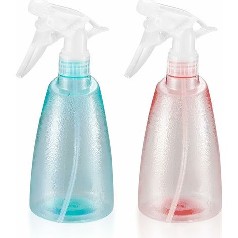 2 leere 500-ml-Sprühflaschen, Kunststoff-Sprühflaschen, leere Sprühflaschen, leere Pumpflaschen für Haushalt, Garten, Friseursalon, Pflanzen, Blumen – Rosa/Grün