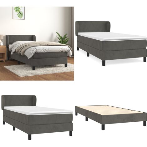 Sommier à lattes de lit et matelas Gris foncé 80x200 cm Velours - Lit Plateforme - Lit Double - Lit Velours - Lit Design - Literie - Home & Living (1/5)