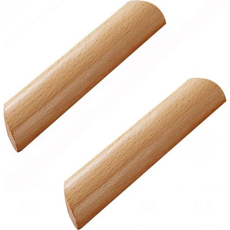 INHHUB Set of 10 Fan-Shaped Wooden Cabinet Handles - 128mm Hole Spacing with Screws - INHHUB (1/5)