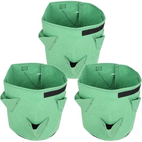 CSPARKV 3Pcs Strawberry Grow Bag, 6-Trous Plant Sac Strawberry Planting Bag Feutre Jardin Plant Grow Sacs Feutre Plant Conteneur pour Balcon Cour 26L / 7Gallon Green (1/5)
