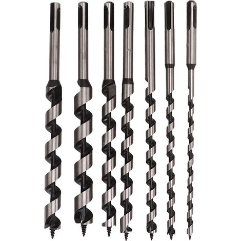 Lot de 7 mèches hélicoïdales en acier au carbone, queue hexagonale allongée, robuste, couleur argent (1/5)