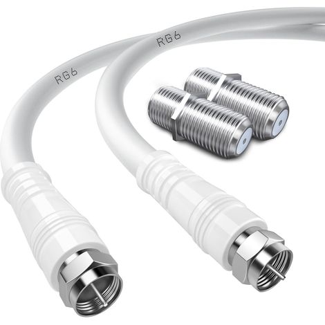 RG6 Câble d'antenne TV RG6 câble coaxial avec connecteur F femelle 75 Ohm, pour décodeur câble, TV, satellite, 32,8 pieds (10 M) (1/5)