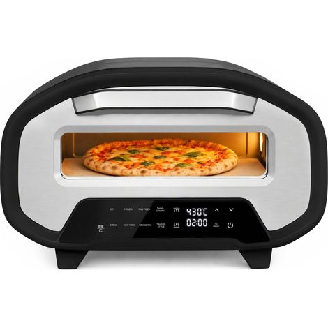 Four à pizza d'intérieur, four à pizza électrique de 30 cm (12 pouces) avec 8 programmes, 430 °C, minuterie, pierre céramique, 2200 W (1/5)