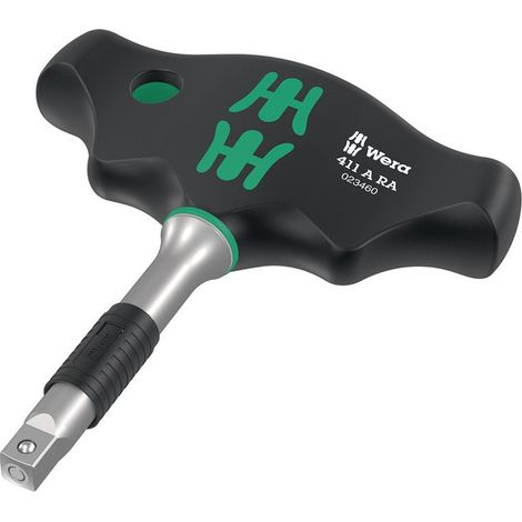 Manche tournevis 411 A RA dimension transversale 1/4 pouce Z.80 L.110mm alliage WS WERA (Par 2)