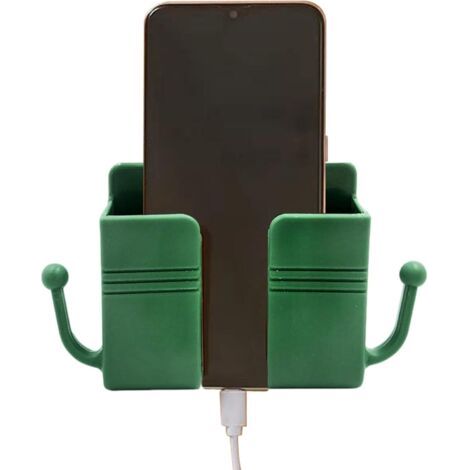 Wall-mounted mobile phone holder, self-adhesive smartphone holder, storage case for remote control (green)--DTEKGAZ