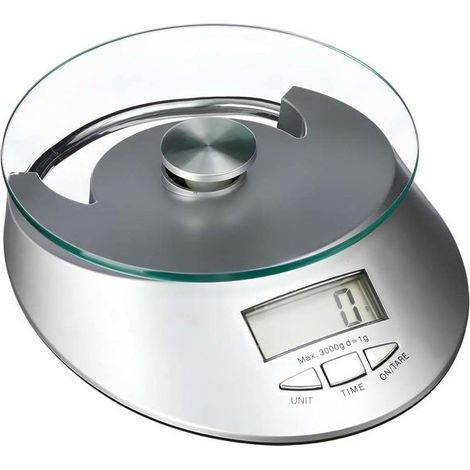 Balance de cuisine numérique - AVIZAR - 5 kg - Plateau verre trempé - Graduation 1 g - LCD 4 chiffres