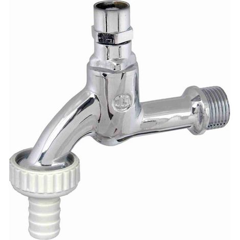 JS AUSLAUFVENTIL MIT SCHLAUCHVER. STECKSCHL.-OT,3/4",POLIERT CHROM