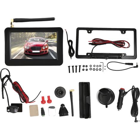 5in écran numérique sans fil 2.4G pour voiture HD caméra de recul plaque d'immatriculation IP68 étanche système NTSC (1/5)