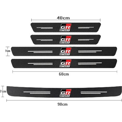 (5 pièces pour GR) Seuil de porte de voiture avec autocollants en fibre de carbone pour Toyota Sport GR Sport GR GAZOO RACING RAV4 Avensis Prado Prius (1/3)