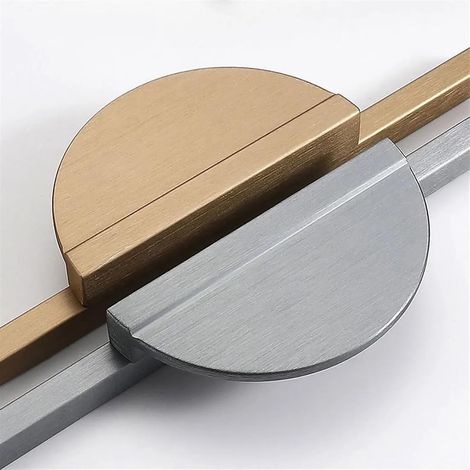 Poignées de porte rondes pour meubles cuisine, grises et dorées (1/5)