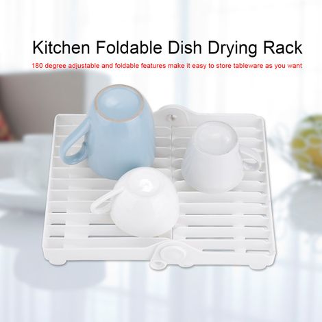 Égouttoir pliable pour vaisselle, organisateur de cuisine avec porte-couverts, séchoir à assiettes en plastique, rangement économique, support pliant pour casseroles et ustensiles, grille de séchage c (1/5)