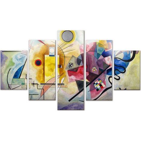 Lupia - Quadro moderno 5 pezzi su tela pvc, Grande Vogue, GIALLO ROSSO BLU, 105x160 cm, Stampe digitali ad alta risoluzione, Facili da appendere, Ideale per soggiorno, camera da letto, Made in Italy (1/4)