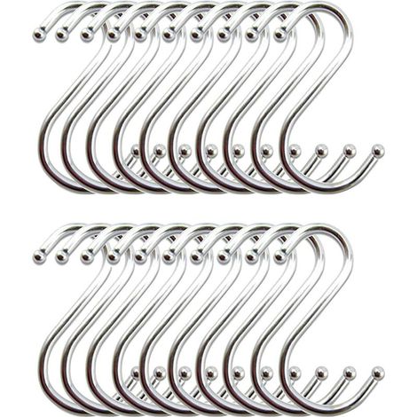 Online Store – Crochets S en acier inoxydable – Lot de 20 – Antirouille et robustes – Pour suspendre casseroles et outils de jardinage (1/5)