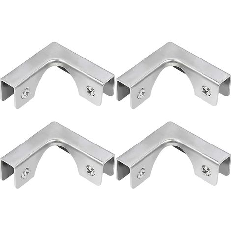 Pince à Verre, 4 Pièces de Connecteurs en Verre en Acier Inoxydable en Forme de L, Supports de Fixation à Angle Droit pour Fixation d'Aquarium Sans Bord Armoire, Pour Verre de 5 à 8 mm