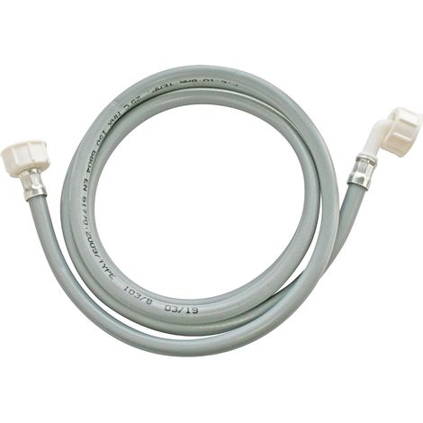 Flexible d'alimentation pour machine à laver, 2m, raccords droits Femelle-Femelle coudé 3/4", matière thermo-gomme, pression max 4 bars, compatible toutes marques (1/5)