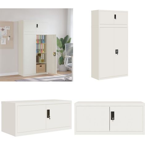 Aktenschrank Weiß 90x40x180 cm Stahl - Schrank - Büroorganisation (1/5)