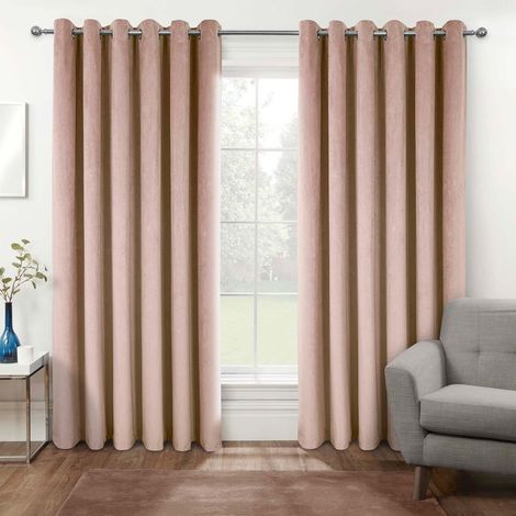 HOMESCAPES Thermal 100% Blackout Pink Velvet Curtains, 117 x 183 cm (46" x 72")