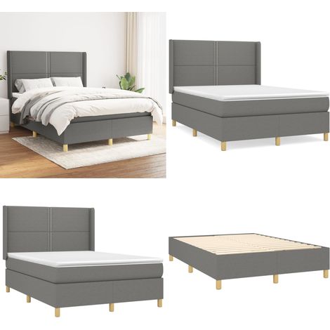 Boxspringbett mit Matratze Dunkelgrau 140x200 cm Stoff - Boxspringbett - Doppelbett - Bettenrahmen - Lattenrost - Matratze - Home & Living (1/5)