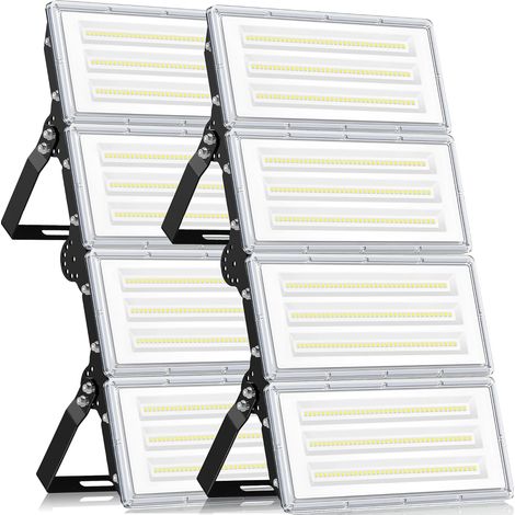 Projecteur LED Extérieur 400W 2 Pièce, 4 en 1 40000LM 6500K Spot LED Extérieur mit Transformateur, IP67 Étanche Éclairage de Sécurité pour Jardin, Terrasse, Garage, Usine, Sites Sportifs