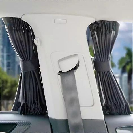 Pare-soleil rétractable pour vitres de voiture avec protection UV, 50 x 47 cm, 1 paire, noir. (1/5)