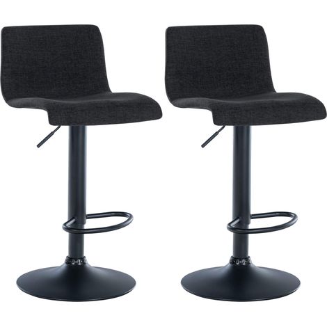 Juego de 2 taburetes de bar de diseño sencillo con reposapiés de tela negra, patas de metal negro 100004054