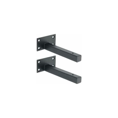 Soporte industrial para estantes ZVD, soporte de pared de acero inoxidable para estantes flotantes, soporte oculto, negro mate, 2 piezas, EJT150B-2P - Crezuo (1/4)