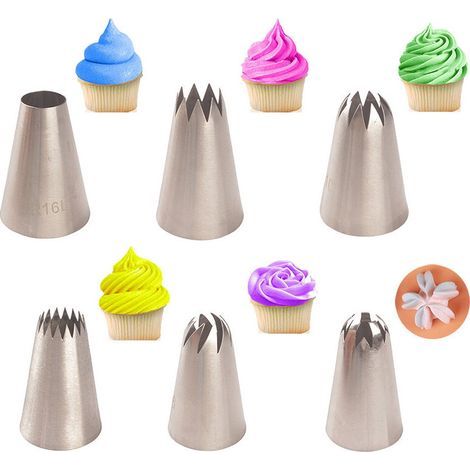 1 Jeu de 6 Grand Douilles Pâtisserie en Acier Inoxydable DIY Kits Décoration de Gâteaux (1/5)