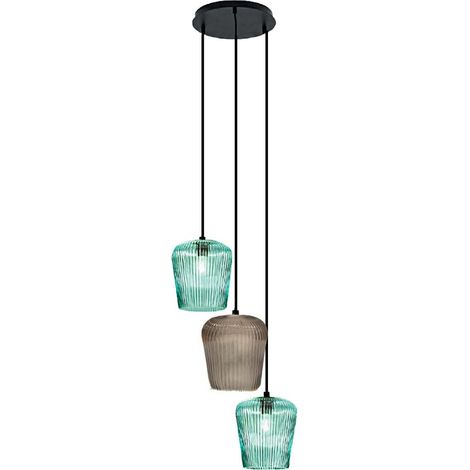 Sospensione vetro verde ambra gea luce numa bt3 e27 led lampada soffitto decentramento moderna