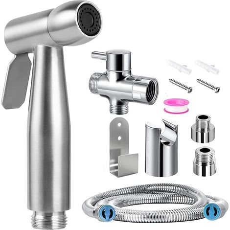 Kit Douchette Wc Toilettes Bidet HygiéNique - Kit Douchette Wc avec Vanne 3 Voies (1/2"-3/8") - Douchette pour L'HygièNe Intime (1/5)