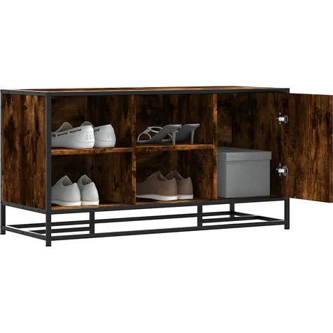 Schuhbank Räuchereiche 100x40x53,5 cm Holzwerkstoff und Metall
