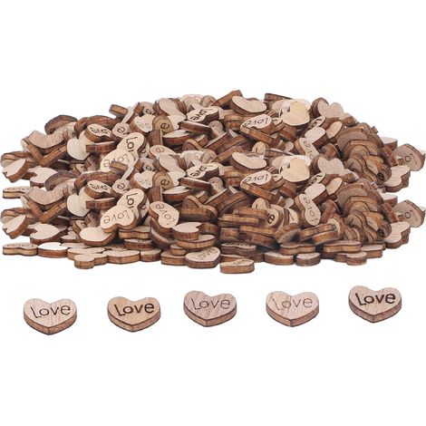 1000 Cœurs en Bois Durables, Formes en Bois pour Décoration DIY, Favorise l'Imagination, Idéal pour Fêtes et Décorations d'Amour (1/5)
