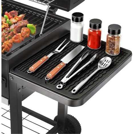 Tapis Cuisson Silicone Noir – 40x30cm – Antiadhésif – Résistant Chaleur – Spatule Incluse – Cadeau Homme (1/5)