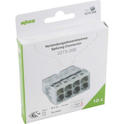 Borne De Connexion 8 Entrées X0.5 Transparent .gris Par 10 Pièces - Wago (1/2)