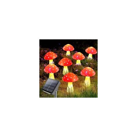 8 LED Décorations solaires de jardin à en forme de champignon, décorations d'extérieur étanches pour allée, paysage, clôture, pelouse, jardin (1/5)