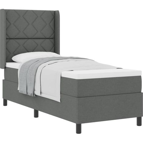 Maison Exclusive - Lit à ressorts avec coussin Gris foncé 200 x 80 cm tissu (1/5)