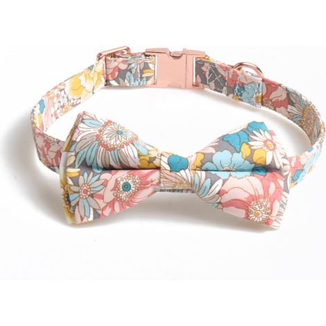 Collier Pour Chien Avec Nœud Papillon Détachable - Coton Et Sangle Tressée - Boucle Métal Rapide - Pour Petit Et Moyen Chien - 1 Pièce (1/5)