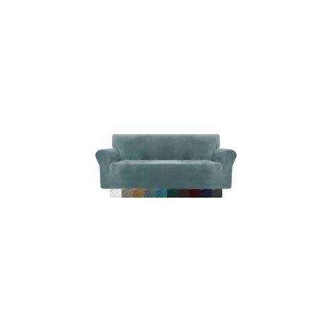 Housse de canapé en velours épais 3 places extensible – Antidérapante pour animaux – Adaptée canapés 180-231 cm – Lavable en machine (1/5)