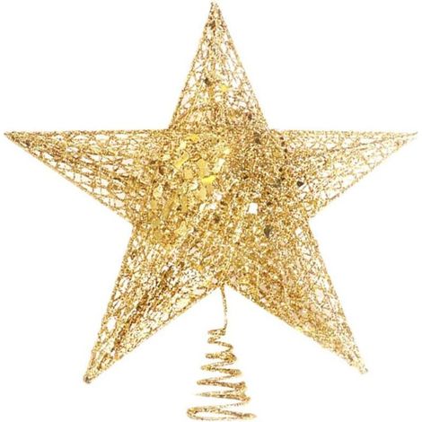 Sapin de Noel Étoile Noël Decoration Topper Paillette Suspension de Noel Decoration Arbre de Noel Or 12cm (1/5)