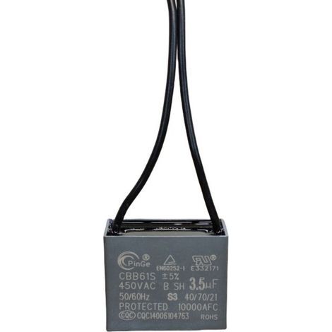 Cinq condensateurs de démarrage haute capacité CBB61 3,5 µF 450 V avec fils, spécialement conçus pour les hottes de cuisine, 50 mm de diamètre, résistants à des températures jusqu'à 85 ℃.