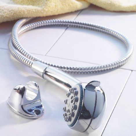 Pommeau De Douche 5 Fonctions Flexible 150 Cm Support Avec Vis Chrome (1/2)