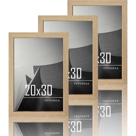 Holz Bilderrahmen Set 20x30cm Fotorahmen 8x12 Zoll Natur MDF Rahmen Beige 3er (1/5)