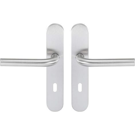 1 Paire Poignées Sur Plaque Inox Carré 7mm Fixation 195mm Pour Porte Intérieure 38-55mm (1/3)
